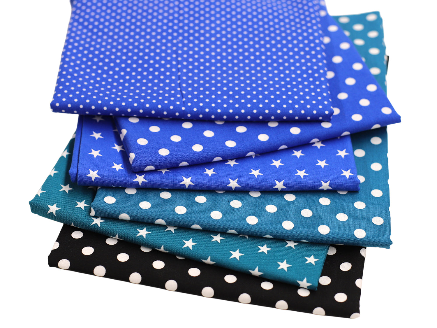 Stoffpaket - Baumwollstoffe 3m - Nachthimmel mit blauen und schwarzen Mustern, ideal für kreative Nähprojekte.