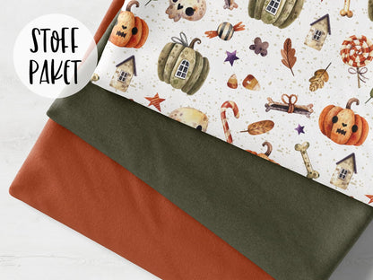 stoffpaket-stoff-french-terry-sommersweat-kuerbis-totenkopf-khaki-terracotta-bildjpg