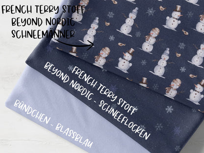 stoffpaket-stoff-french-terry-sommersweat-swafing-beyond-nordic-schneemann-dunkelblau