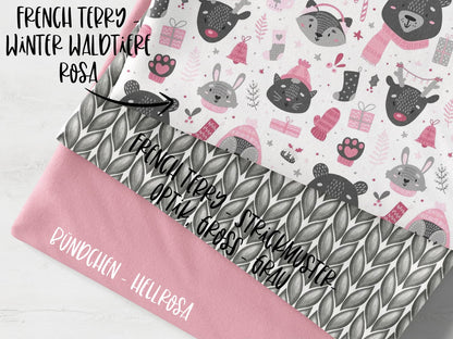 stoffpaket-stoff-french-terry-sommersweat-winter-waltdiere-rosa-strickmuster-optik-grau-buendchenstoff-hellrosa-2