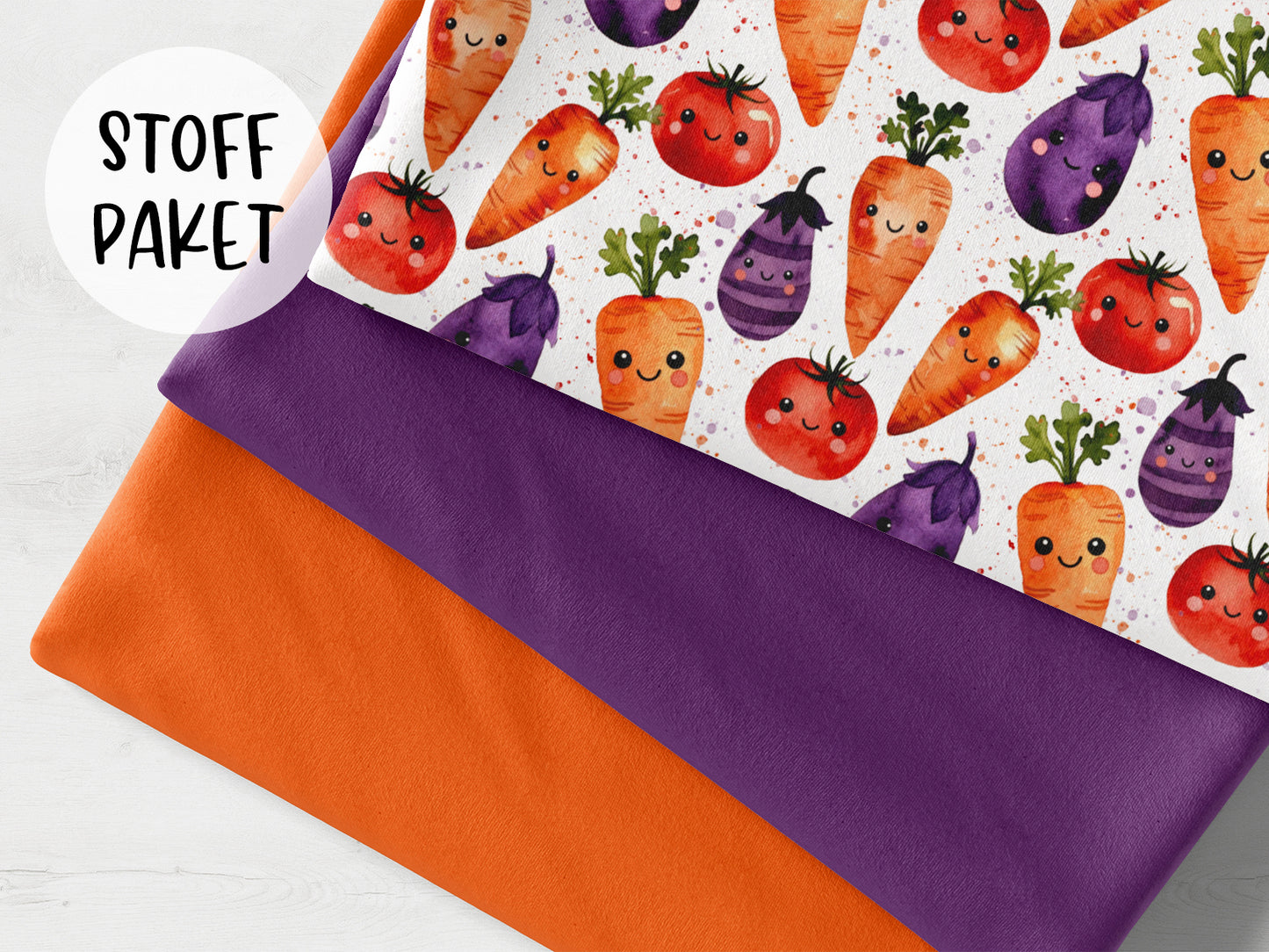 Stoffpaket - Lustiges Gemüse - orange