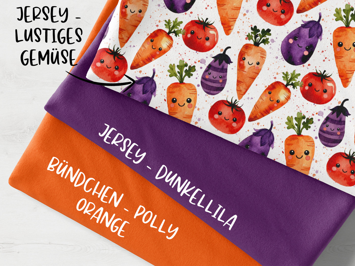 Stoffpaket - Lustiges Gemüse - orange