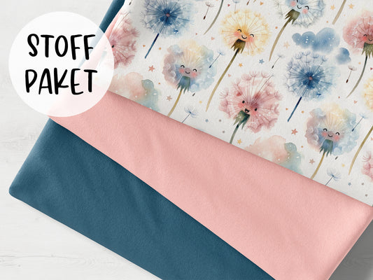 Stoffpaket - Aquarell Pusteblume - polarblau