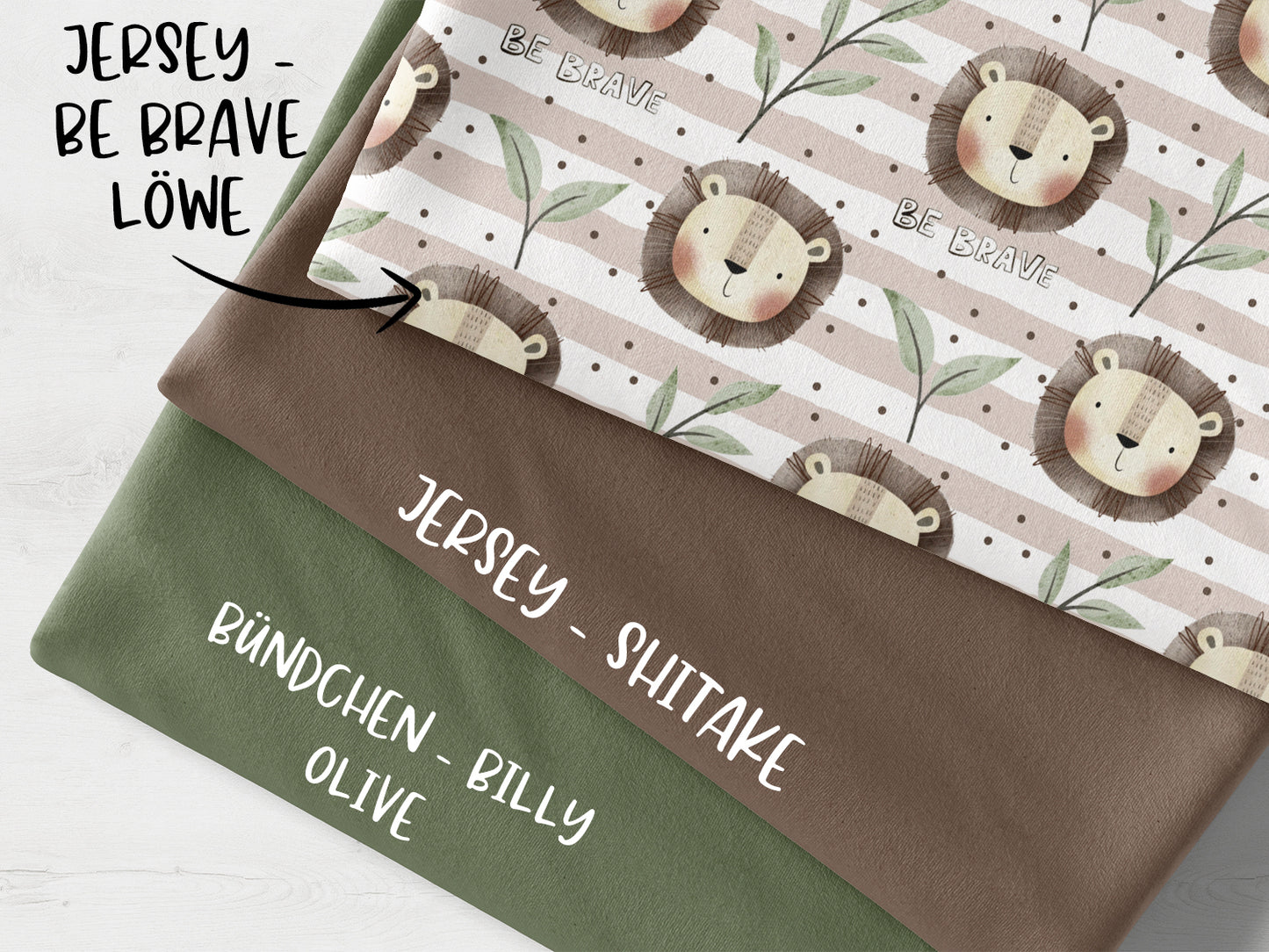 Stoffpaket - Be Brave, Löwe - olive
