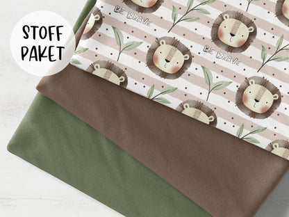 Stoffpaket - Be Brave, Löwe - olive
