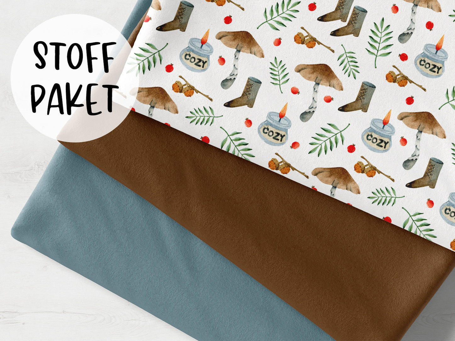 Stoffpaket - Cozy Autumn - graublau