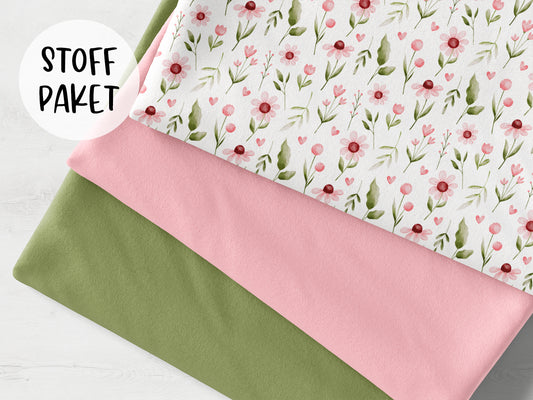 Stoffpaket - Bloomy Bears Kombistoff - schilfgrün