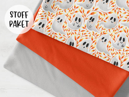 stoffpaket-stoff-jersey-baumwolle-baumwolljersey-kathi-kunterbunt-halloween-herbst-blaetter-geist-gespenst-orange-bild