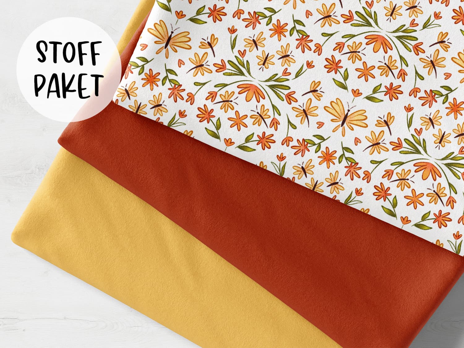 stoffpaket-stoff-jersey-baumwolle-baumwolljersey-libelle-blumen-floral-fruehling-sommer-orangerot-bild