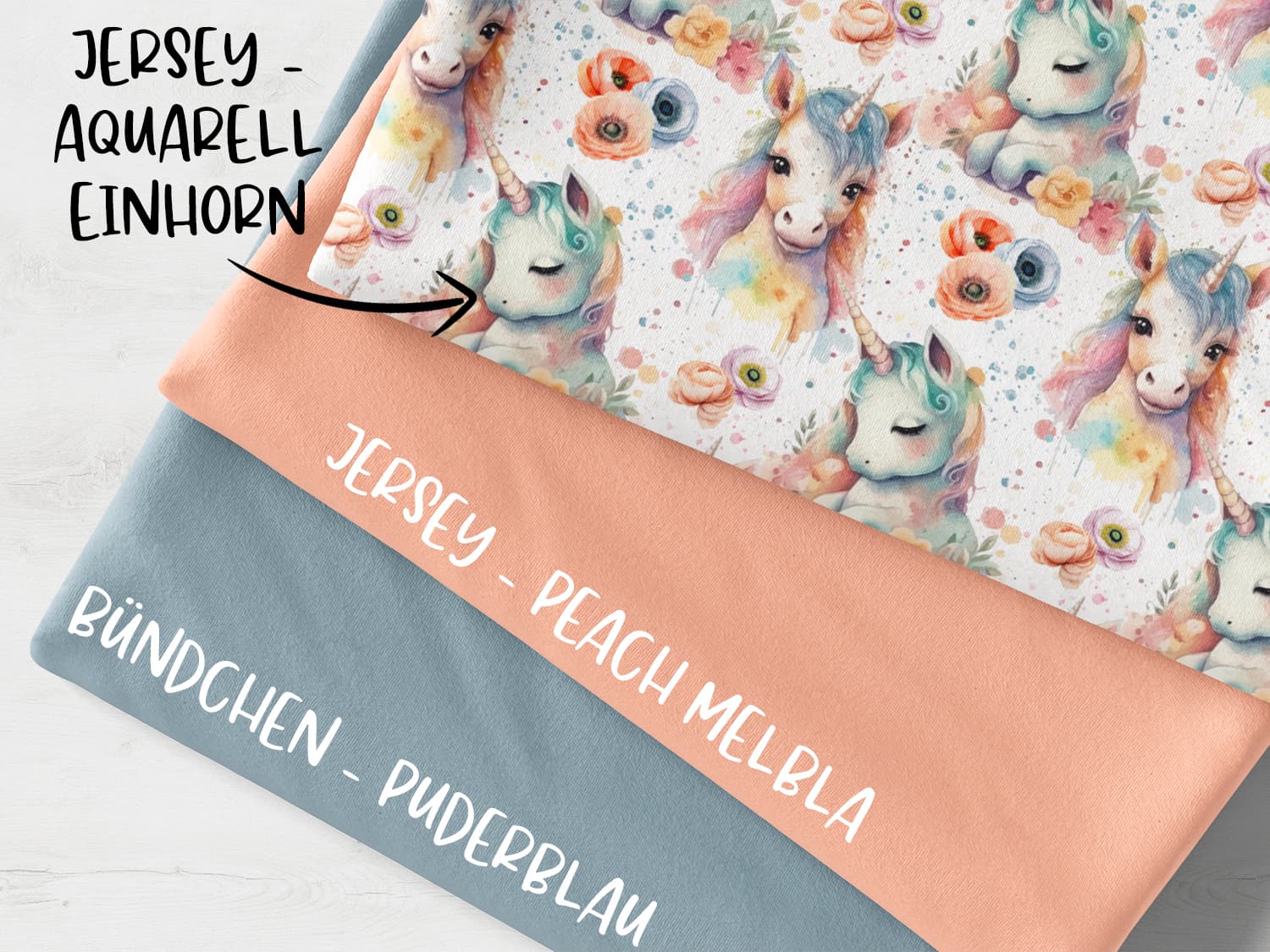 stoffpaket-stoff-jersey-baumwolle-baumwolljersey-watercolor-unicorn-aquarell-einhorn-sprenkel-blumen-bunt-pastell