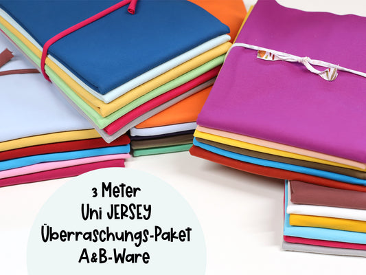 Uni JERSEY Überraschungs-Paket - A&B-Ware - 3 Meter Baumwolljersey Überraschungs-Paket mit bunten Stoffen.