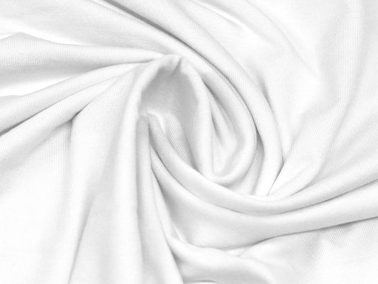 Modal jersey fabric white, soft and flowing fabric showcasing smooth texture and pristine color.