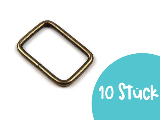 10 pieces - square ring 20 mm - bronze