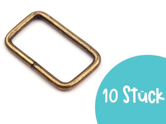 10 pieces - square ring 25 mm - bronze