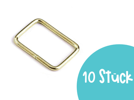 10 pieces - square ring 20 mm - gold