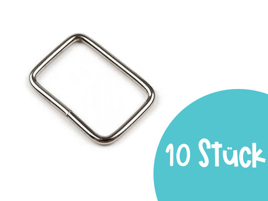 10 pieces - square ring 20 mm - silver