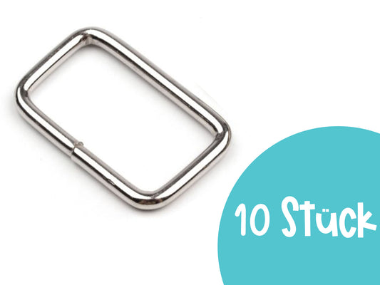10 pieces - square ring 25 mm - silver