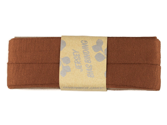3m Viskose Schrägband in terracottabraun, 100% Viskose, 20 mm vorgefalzt, ideal für Nähprojekte. terrazzo brown viscose bias tape.