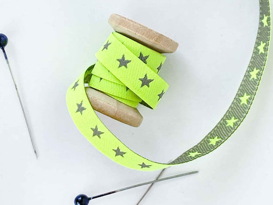 webband-band-zierband-borte-farbenmix-sternchen-stern-neongelb-silber