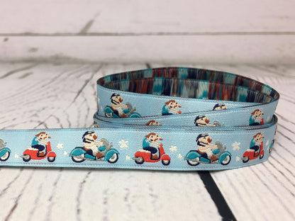 RESTSTÜCK Moped Dudes Webband 86cm in hellblau mit verspieltem Motiven von Moped-Dudes.