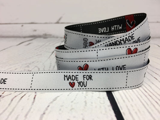 RESTSTÜCK Webband hellgrau - Handmade Labels ca. 1,90m, perfekte dekorative Labels für kreative Projekte.