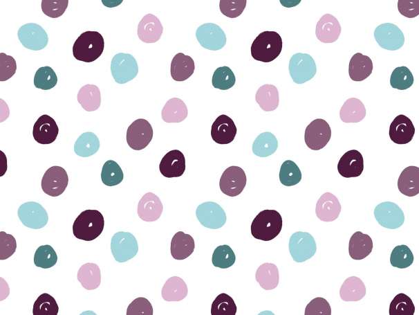 Jersey Stoff - Doodle Dots - aubergine-mint