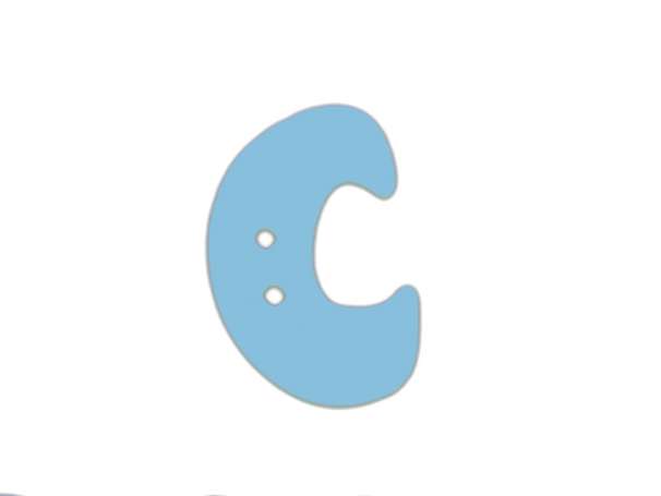 Buchstaben Knopf - blau - C