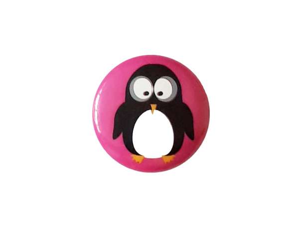 Knopf mit Öse - 15 mm - Pinguin, pink