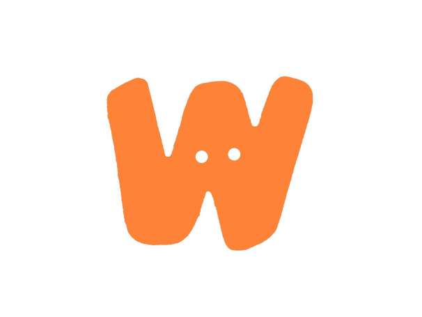 Buchstaben Knopf - orange - W
