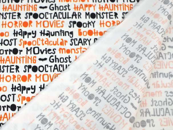 Fester, strukturierter Stoff - Halloween Wörter - orange