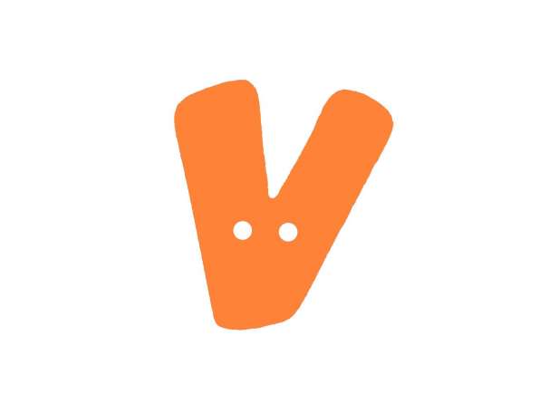 Buchstaben Knopf - orange - V