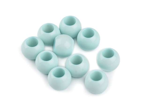 12 Kordel-Perlen - 9x12 mm - blassblau, dezent glänzend