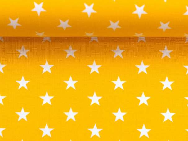 BAUMWOLLE Stoff - Sterne - gelb,weiß