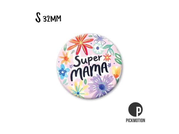 Magnet, Pickmotion - 32 mm - Super Mama, Blumen