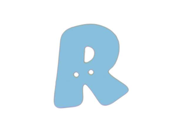 Buchstaben Knopf - blau - R