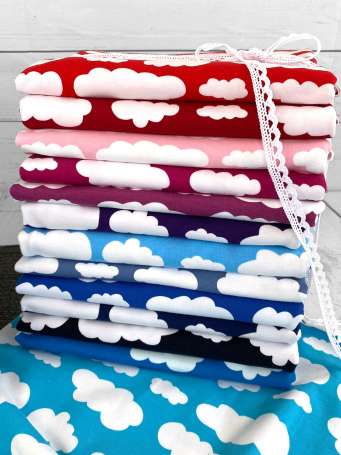 Jersey Stoff - Wolken - verschiedene Farben