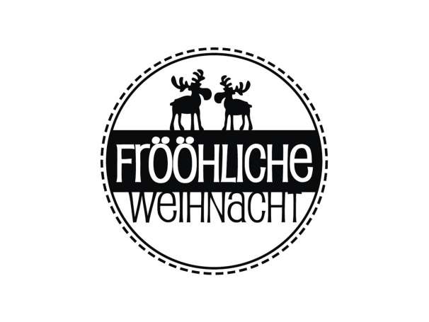 Holzstempel "Frööhliche Weihnacht" Elche