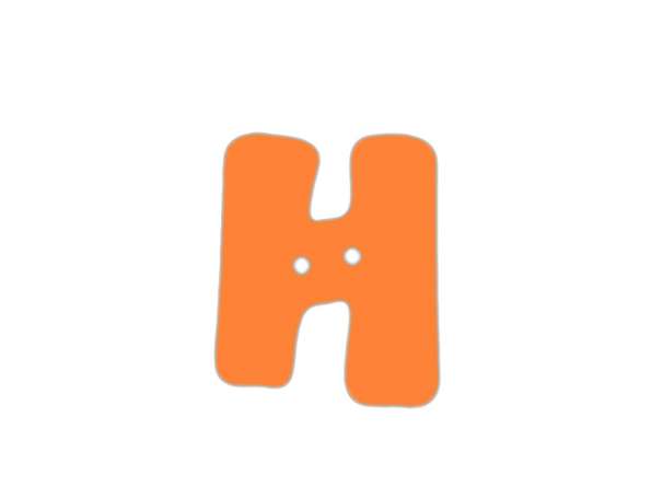 Buchstaben Knopf - orange - H