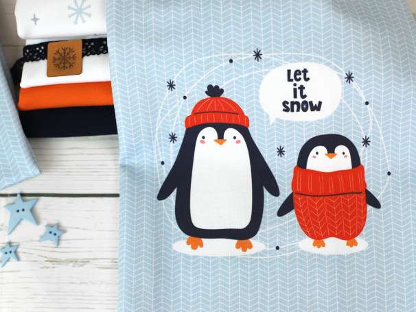 French Terry - PANEL - Pinguine, Let it Snow