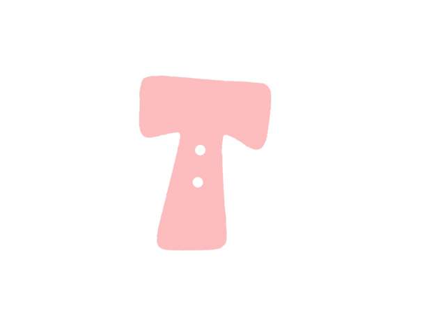 Buchstaben Knopf - rosa - T
