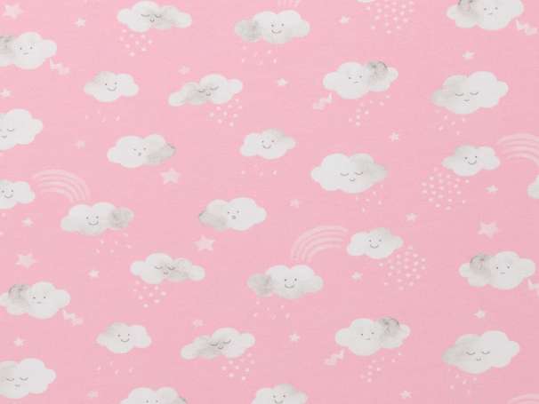 Jersey Stoff - Little Spring - Wolken rosa