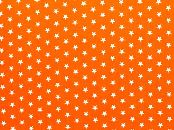 BAUMWOLLE Stoff - Sterne - orange,weiß