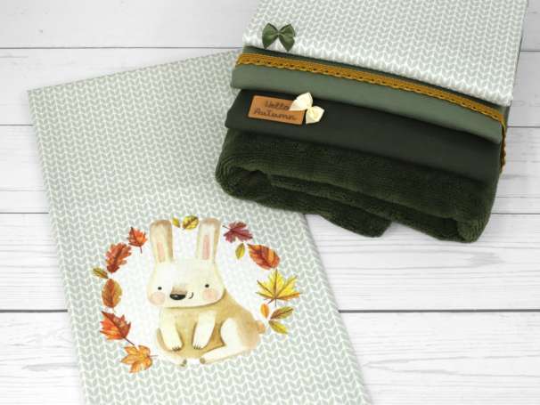 Jersey Stoff - PANEL - Forest Friends, Hase