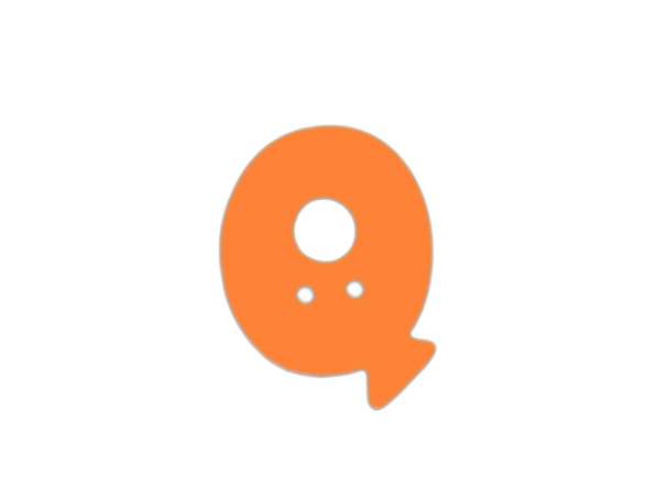 Buchstaben Knopf - orange - Q