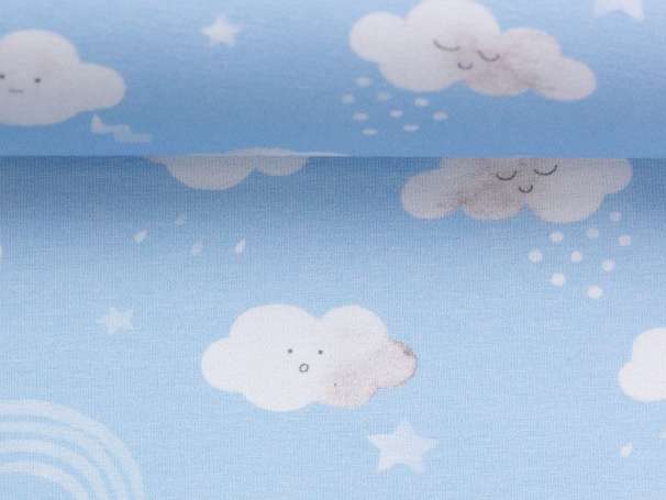 Jersey Stoff - Little Spring - Wolken hellblau