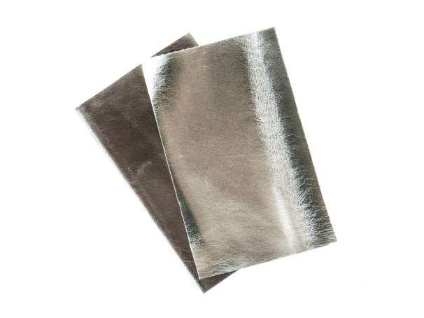 Metallic Kunstleder-Zuschnitte - 2 Stück - silber, anthrazit