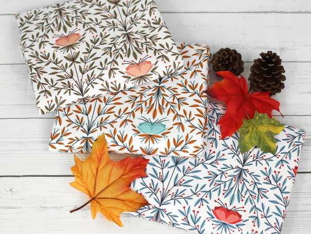 French Terry - Herbstblumen, verschiedene Farben