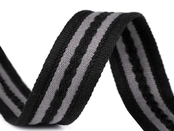 Baumwolle Gurtband - 40 mm - Streifen, schwarz