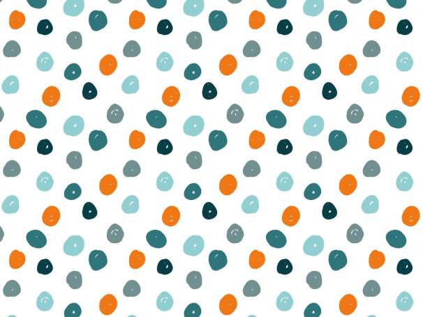 Jersey Stoff - Doodle Dots - petrol-orange