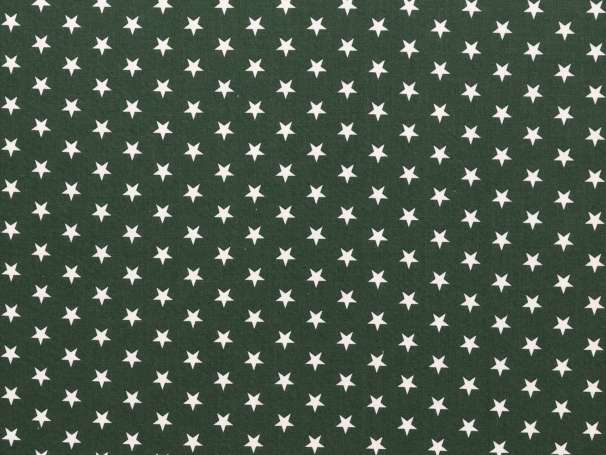 BAUMWOLLE Stoff - Sterne - dunkelgrün,weiß